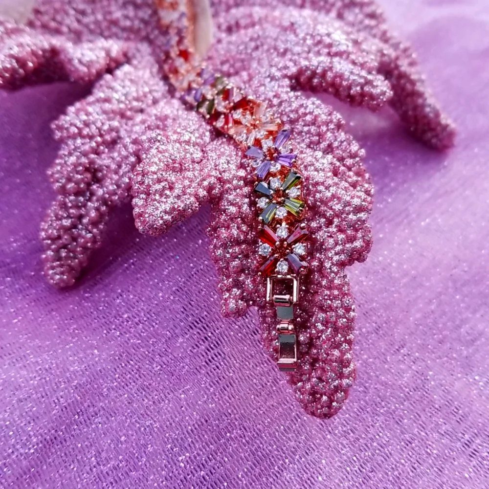 Gold Plated Multicolor Cubic Zirconia Gemstone Bracelet NWOT - Picture 2 of 10